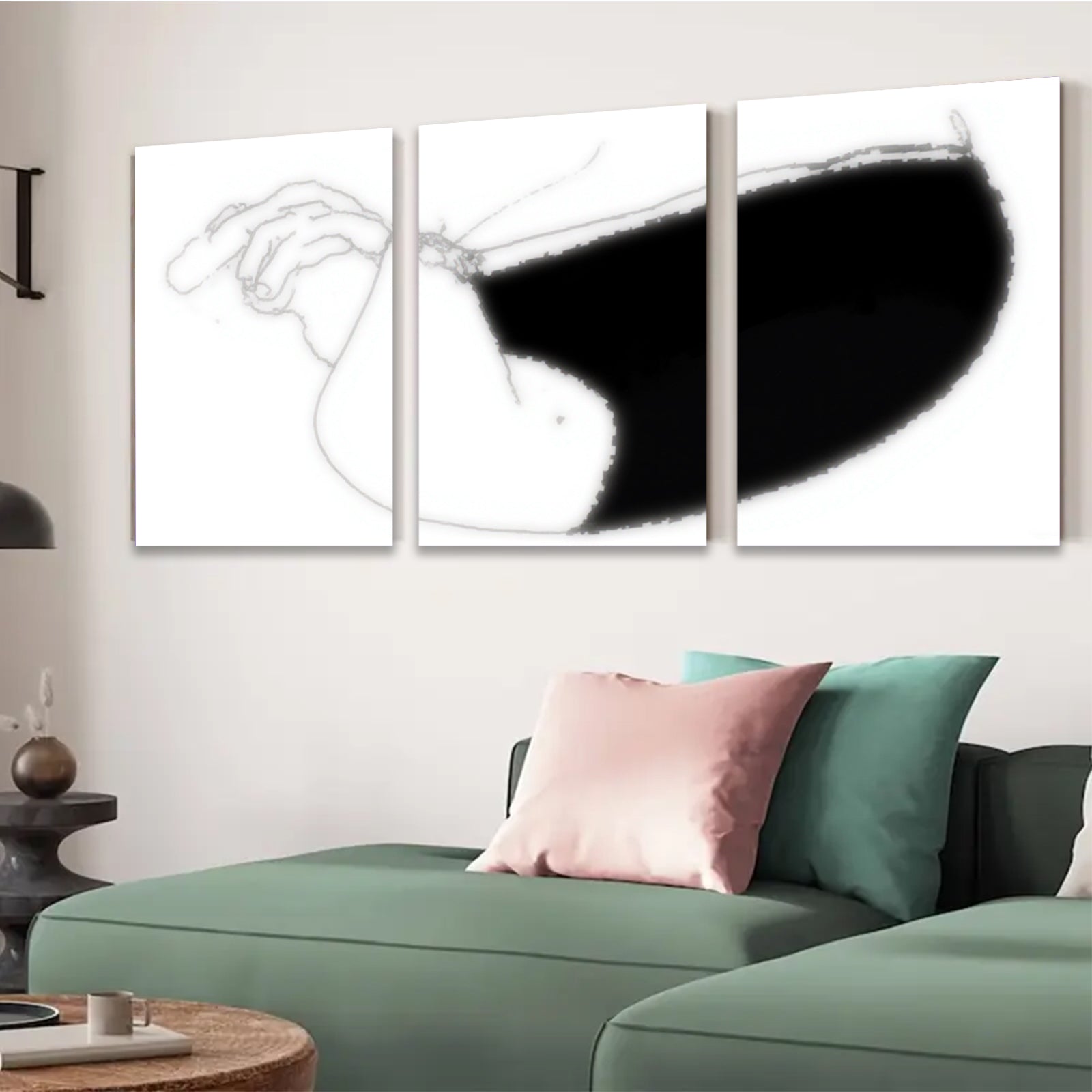 2D flat 1pc minimalist line art nude female body painting for living room bedroom wall decor modern farmhouse aesthetic gallery wrapped canvas prints
