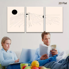 2D flat 1pc minimalist lunar landscape wall art modern farmhouse living room bedroom decor gallery wrapped canvas prints cozy vibes botanical aesthetic
