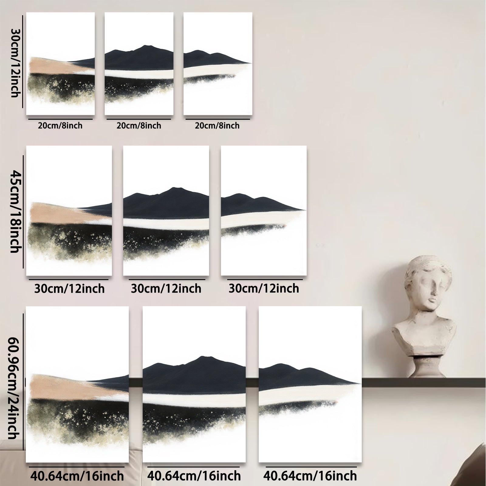2D flat 1pc minimalist mountainscape wall art for living room bedroom office modern farmhouse decor gallery wrapped canvas prints large size statement piece