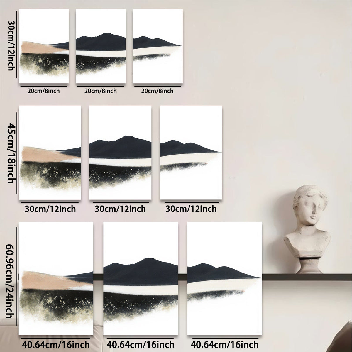 2D flat 1pc minimalist mountainscape wall art for living room bedroom office modern farmhouse decor gallery wrapped canvas prints large size statement piece