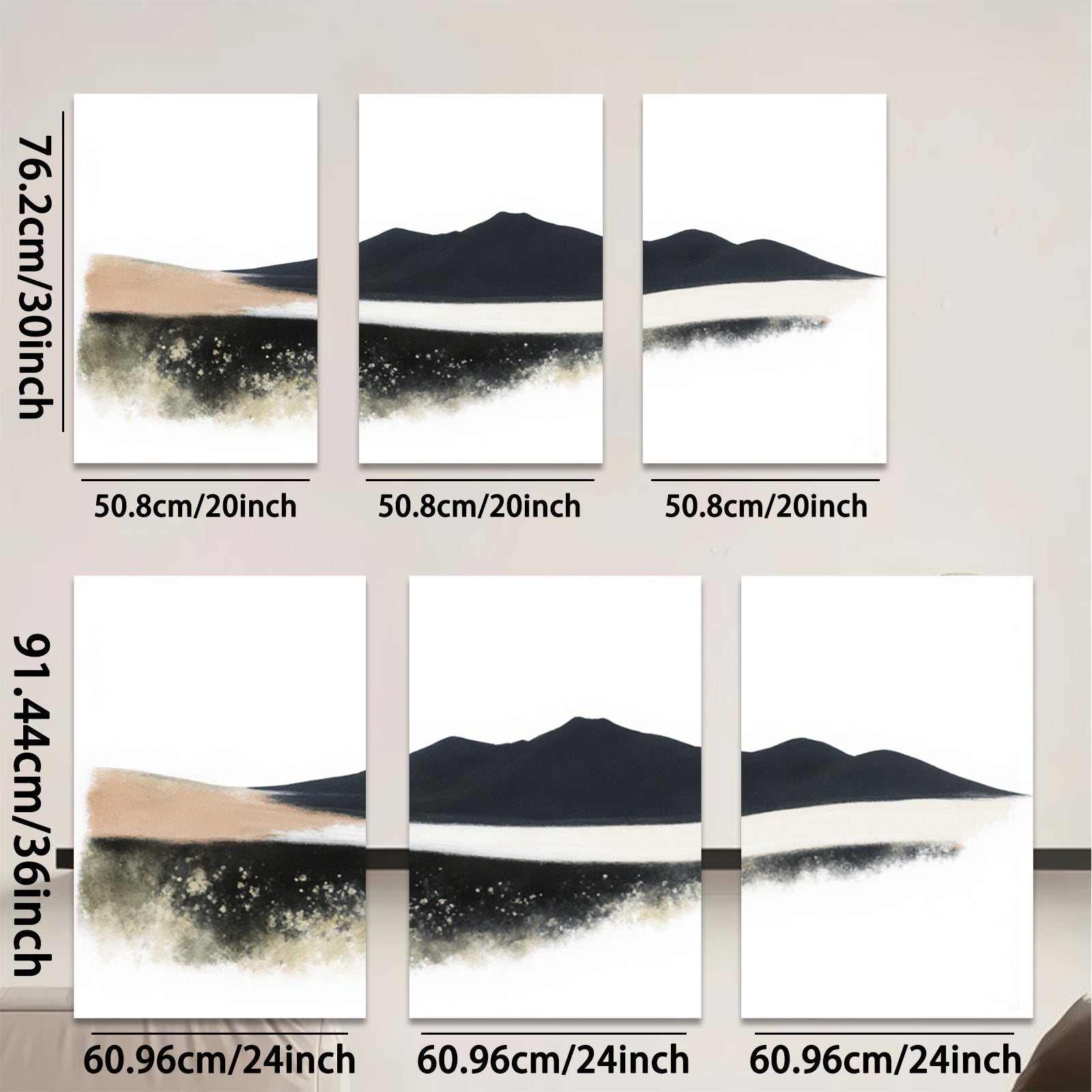 2D flat 1pc minimalist mountainscape wall art for living room bedroom office modern farmhouse decor gallery wrapped canvas prints large size statement piece
