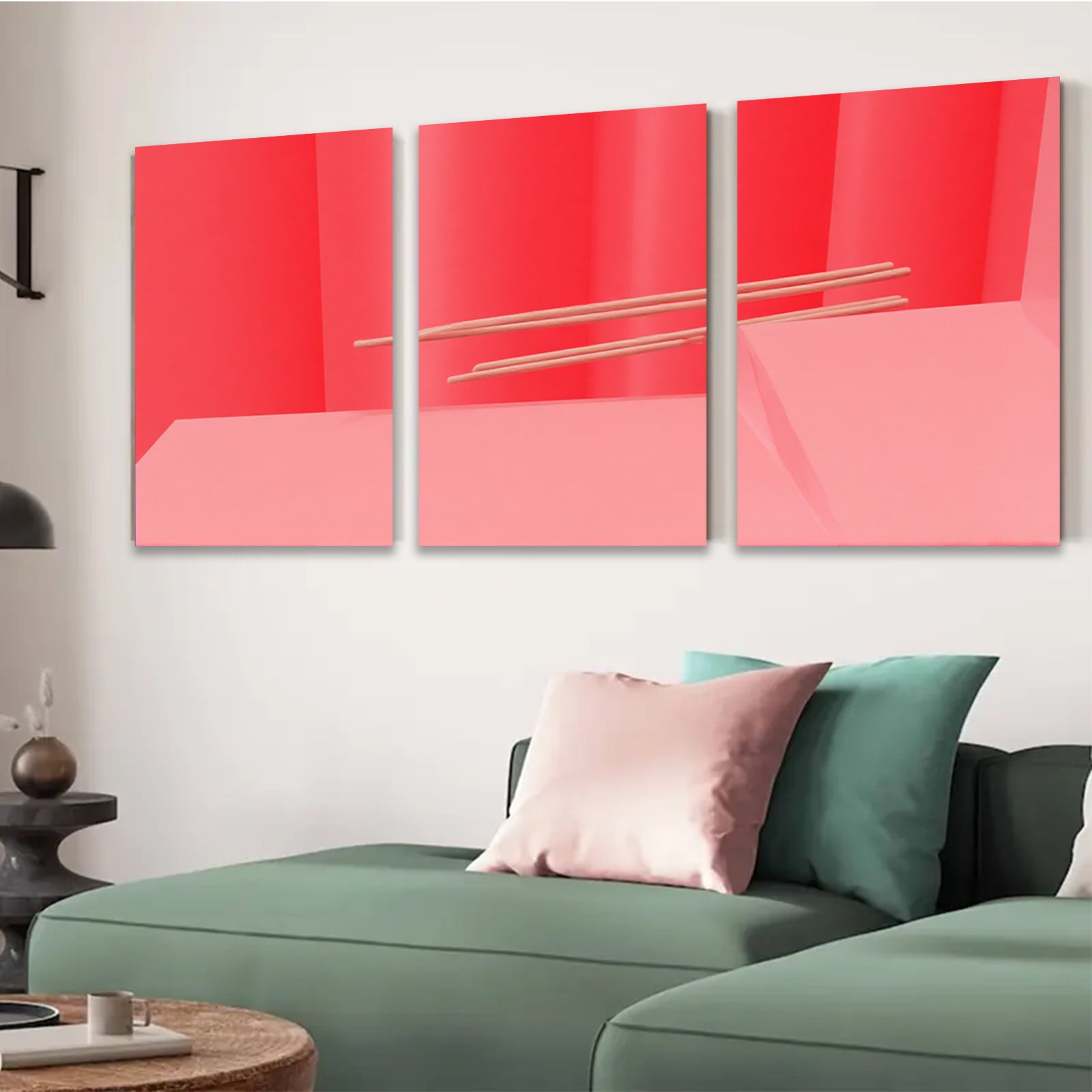 2D flat 1pc minimalist red abstract wall art modern home decor living room bedroom gallery wrapped canvas print farmhouse style statement piece trending now
