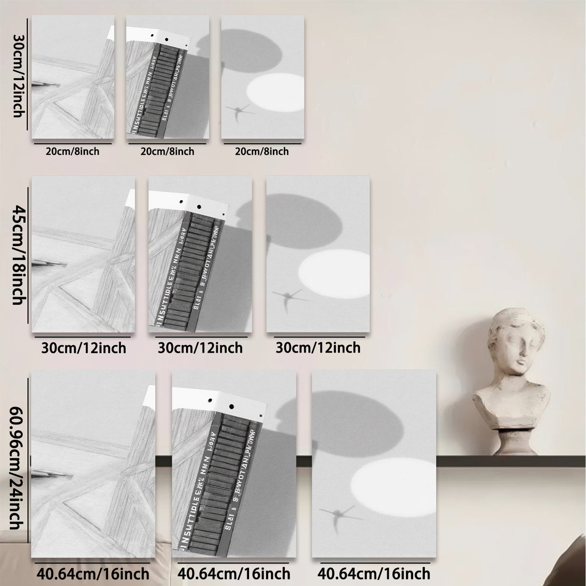 2D flat 1pc minimalist shadow line art wall decor modern farmhouse living room bedroom office gallery wrapped canvas prints ready to hang large size