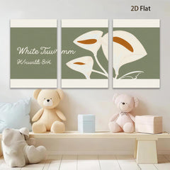 2D flat 1pc minimalist white floral canvas wall art modern botanical prints for living room bedroom office home decor farmhouse style gallery wrapped ready to hang