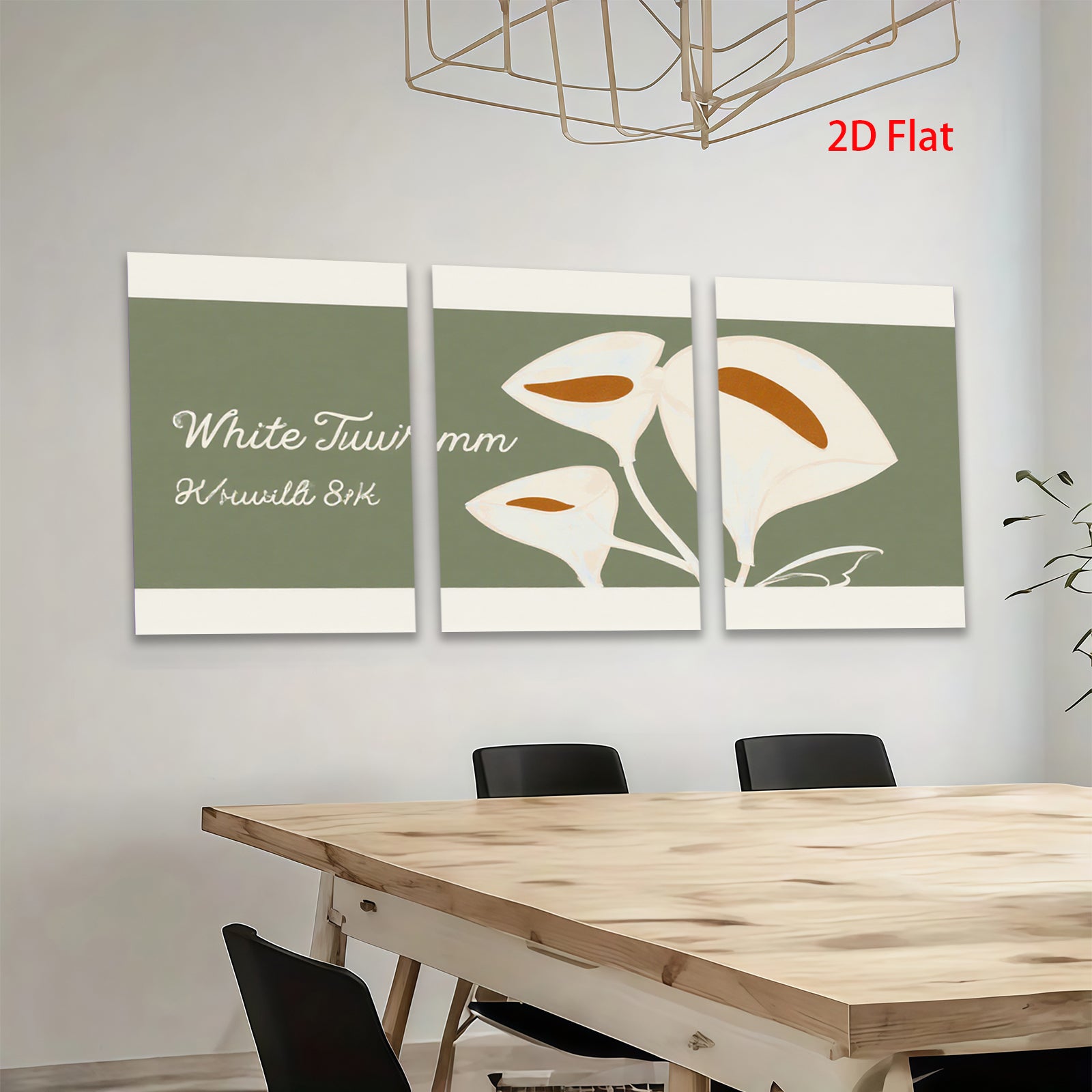 2D flat 1pc minimalist white floral canvas wall art modern botanical prints for living room bedroom office home decor farmhouse style gallery wrapped ready to hang