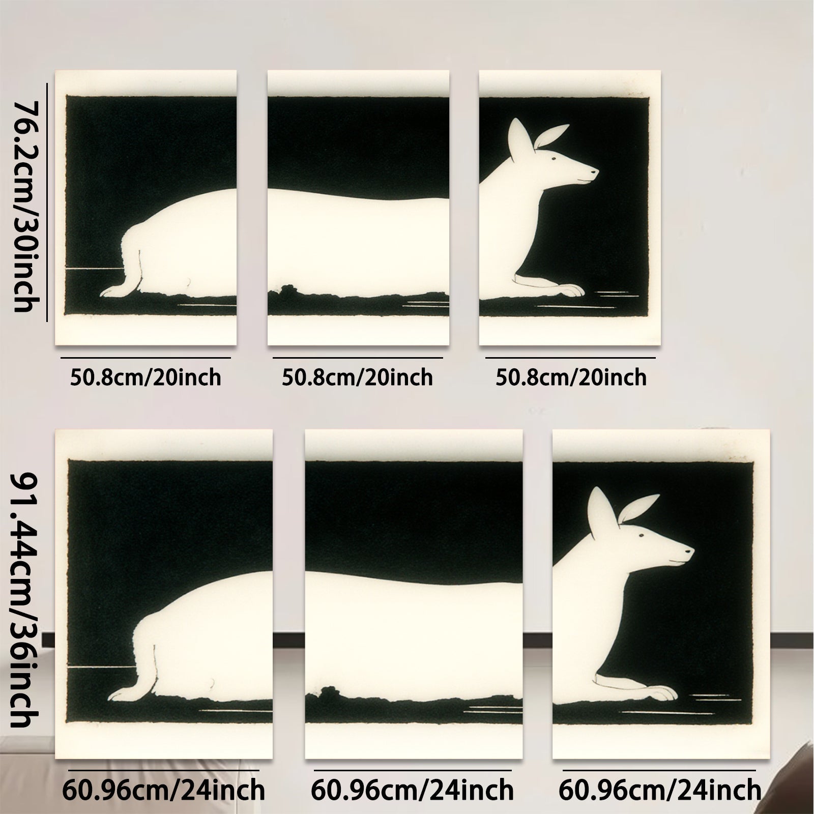 2D flat 1pc minimalist white hare canvas wall art modern farmhouse living room bedroom decor gallery wrapped stretched canvas prints coastal chic