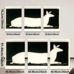 2D flat 1pc minimalist white hare canvas wall art modern farmhouse living room bedroom decor gallery wrapped stretched canvas prints coastal chic