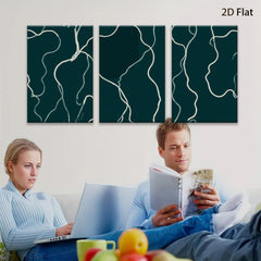 2D flat 1pc minimalist white lines on dark green canvas modern wall art for living room bedroom office farmhouse gallery wrapped timeless elegance