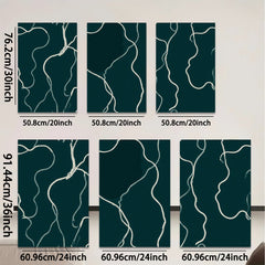 2D flat 1pc minimalist white lines on dark green canvas modern wall art for living room bedroom office farmhouse gallery wrapped timeless elegance