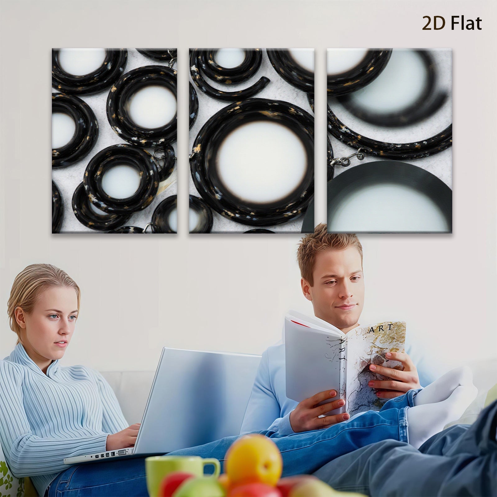 2D flat 1pc modern abstract circles wall decor minimalist artistic home living room bedroom office gallery wrapped canvas farmhouse style