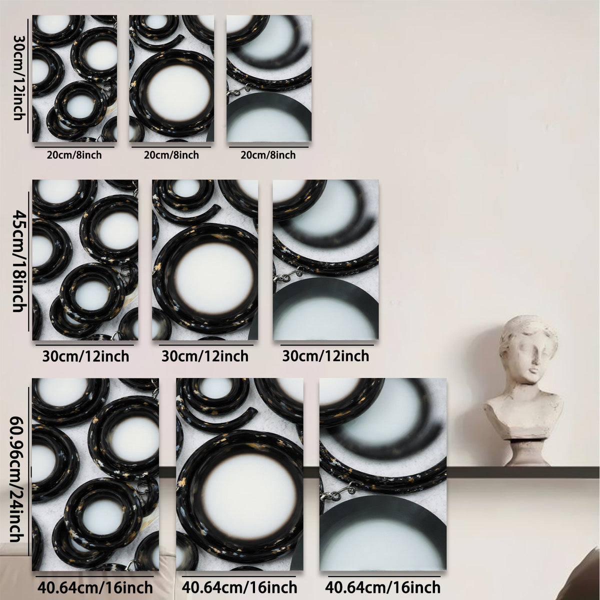 2D flat 1pc modern abstract circles wall decor minimalist artistic home living room bedroom office gallery wrapped canvas farmhouse style