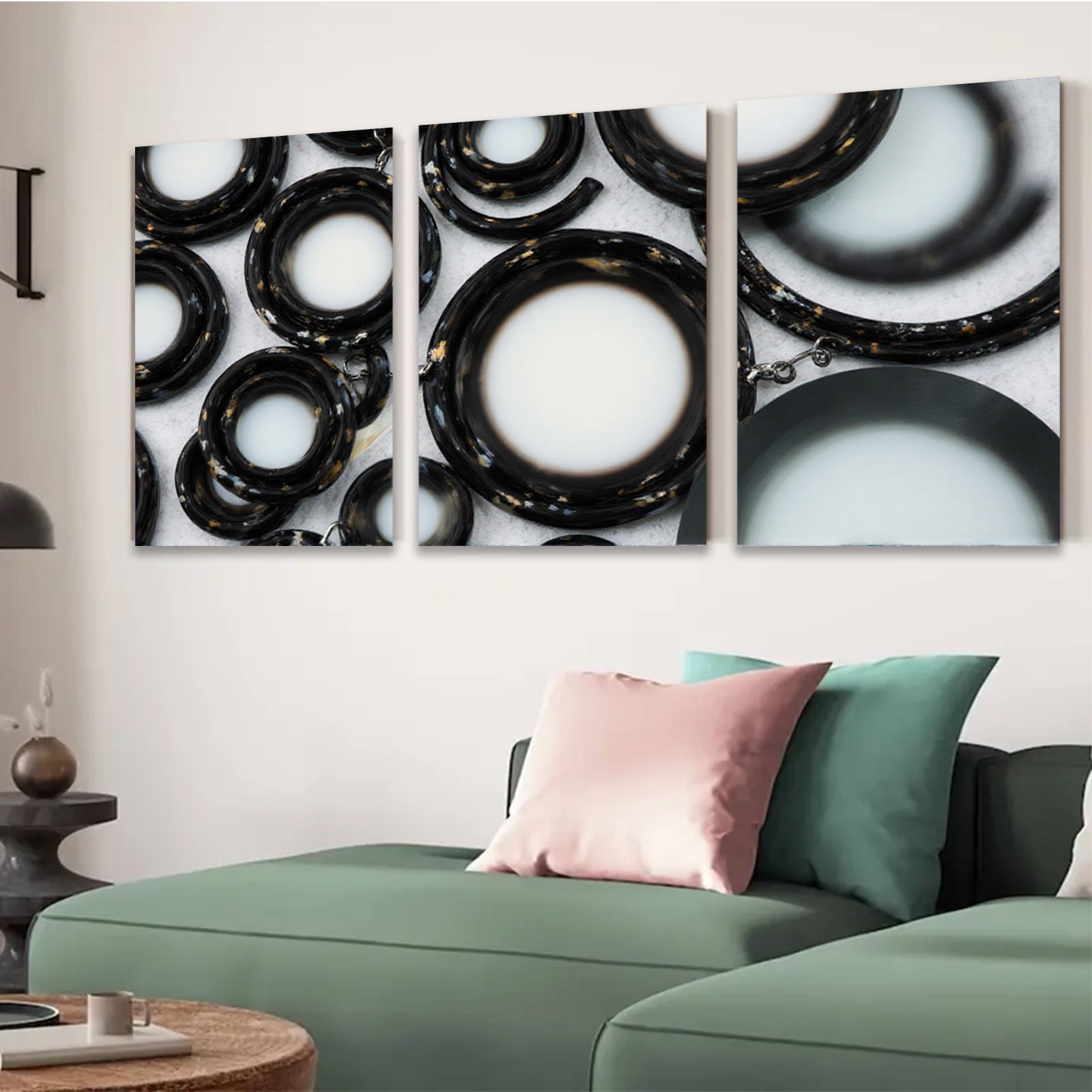 2D flat 1pc modern abstract circles wall decor minimalist artistic home living room bedroom office gallery wrapped canvas farmhouse style