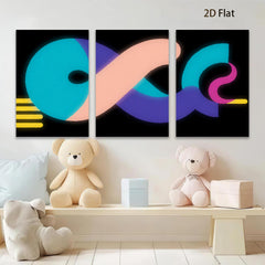 2D flat 1pc modern abstract curves vibrant wall art living room bedroom decor gallery wrapped canvas prints farmhouse style minimalist aesthetic statement piece