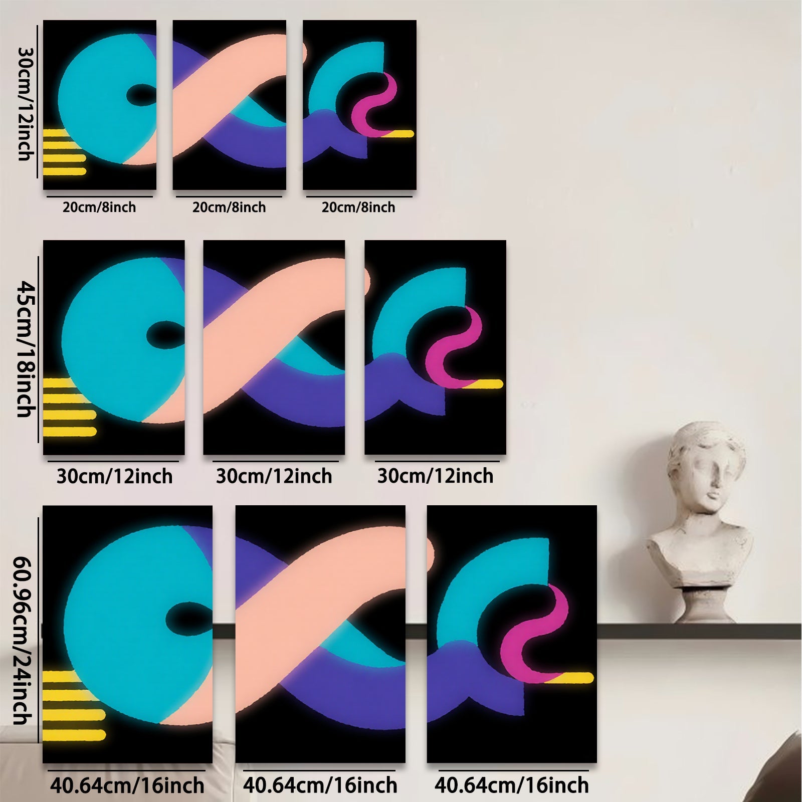 2D flat 1pc modern abstract curves vibrant wall art living room bedroom decor gallery wrapped canvas prints farmhouse style minimalist aesthetic statement piece