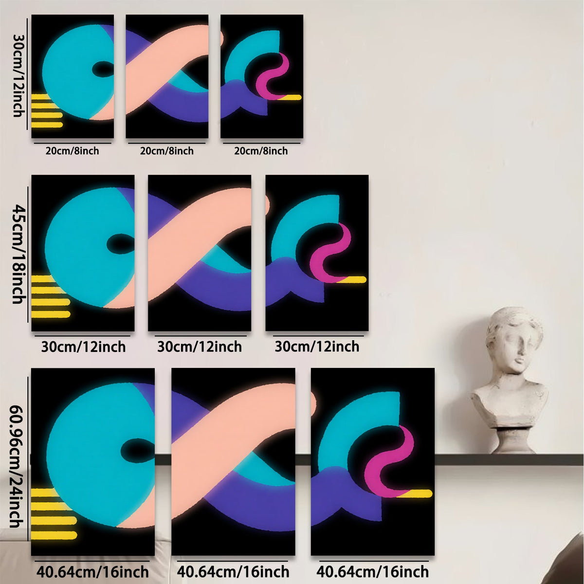 2D flat 1pc modern abstract curves vibrant wall art living room bedroom decor gallery wrapped canvas prints farmhouse style minimalist aesthetic statement piece