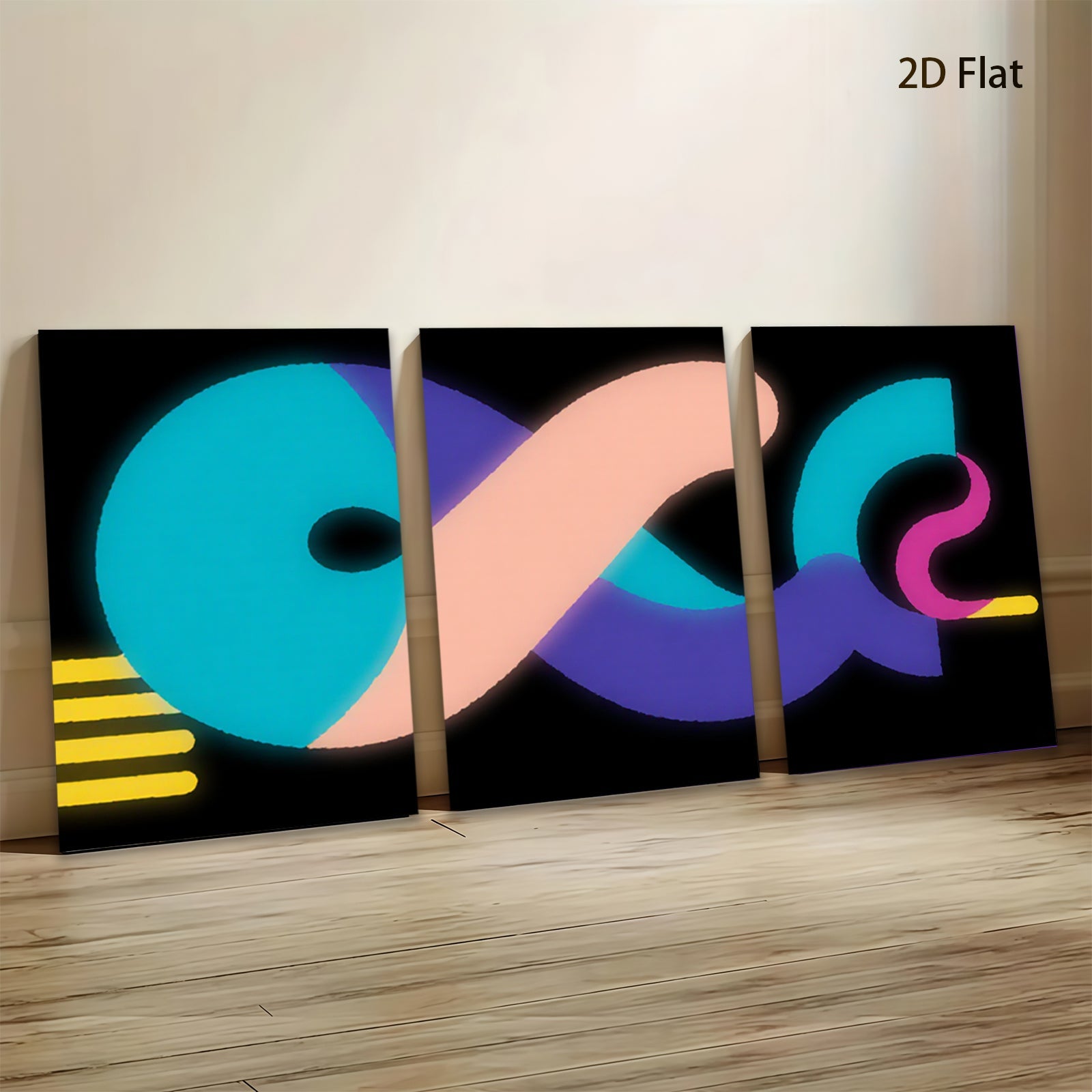2D flat 1pc modern abstract curves vibrant wall art living room bedroom decor gallery wrapped canvas prints farmhouse style minimalist aesthetic statement piece