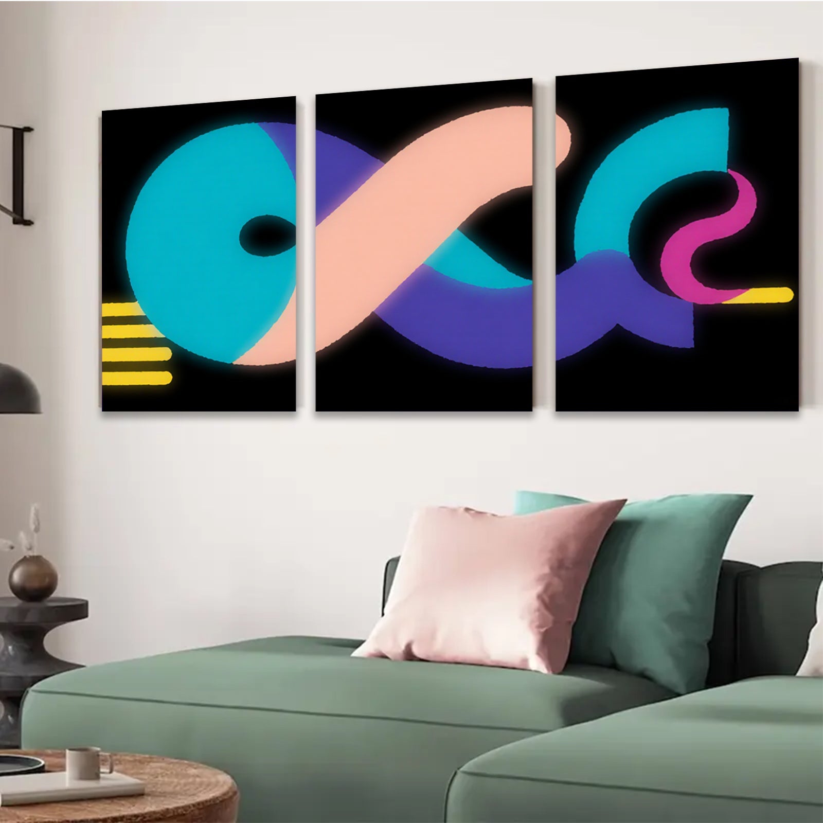 2D flat 1pc modern abstract curves vibrant wall art living room bedroom decor gallery wrapped canvas prints farmhouse style minimalist aesthetic statement piece