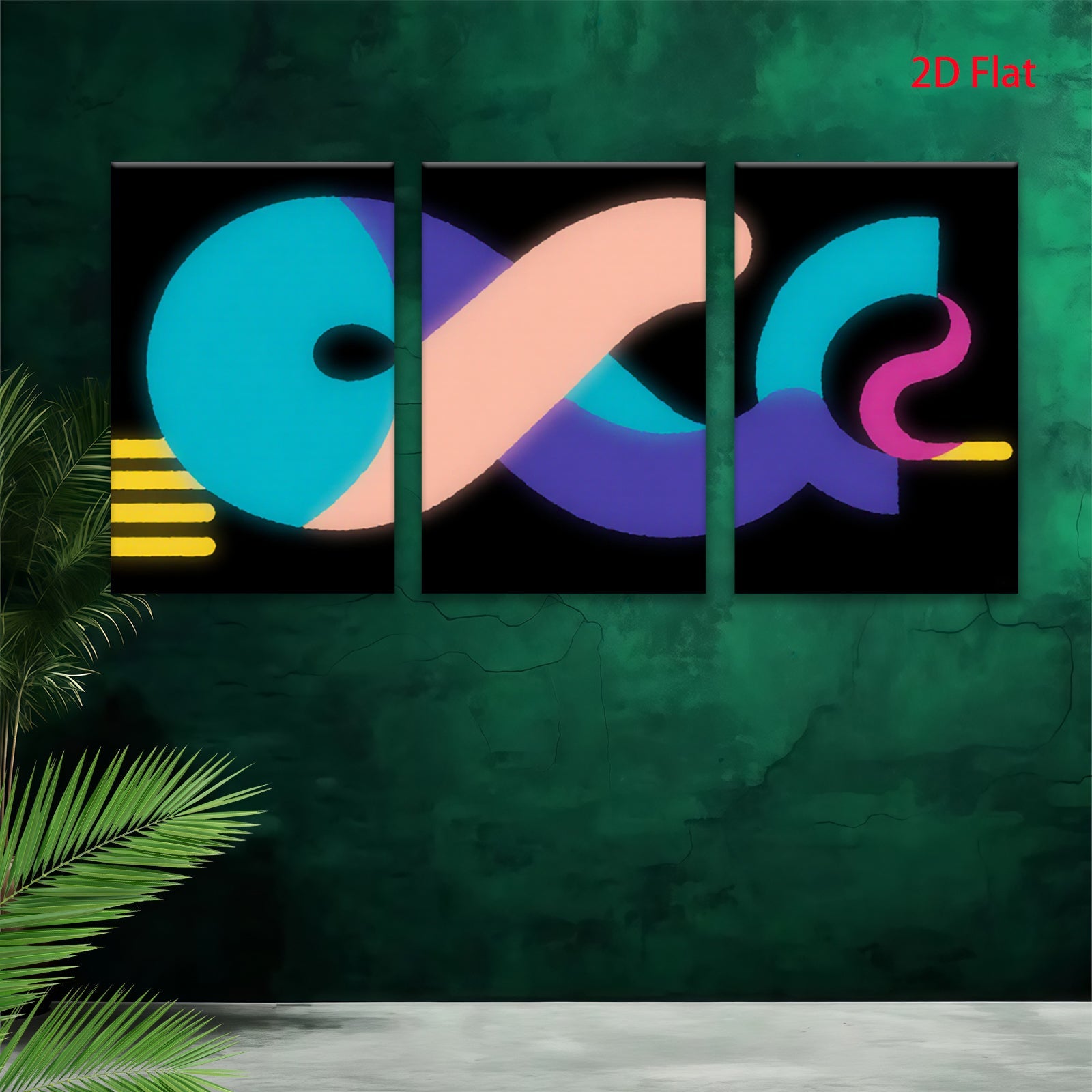 2D flat 1pc modern abstract curves vibrant wall art living room bedroom decor gallery wrapped canvas prints farmhouse style minimalist aesthetic statement piece