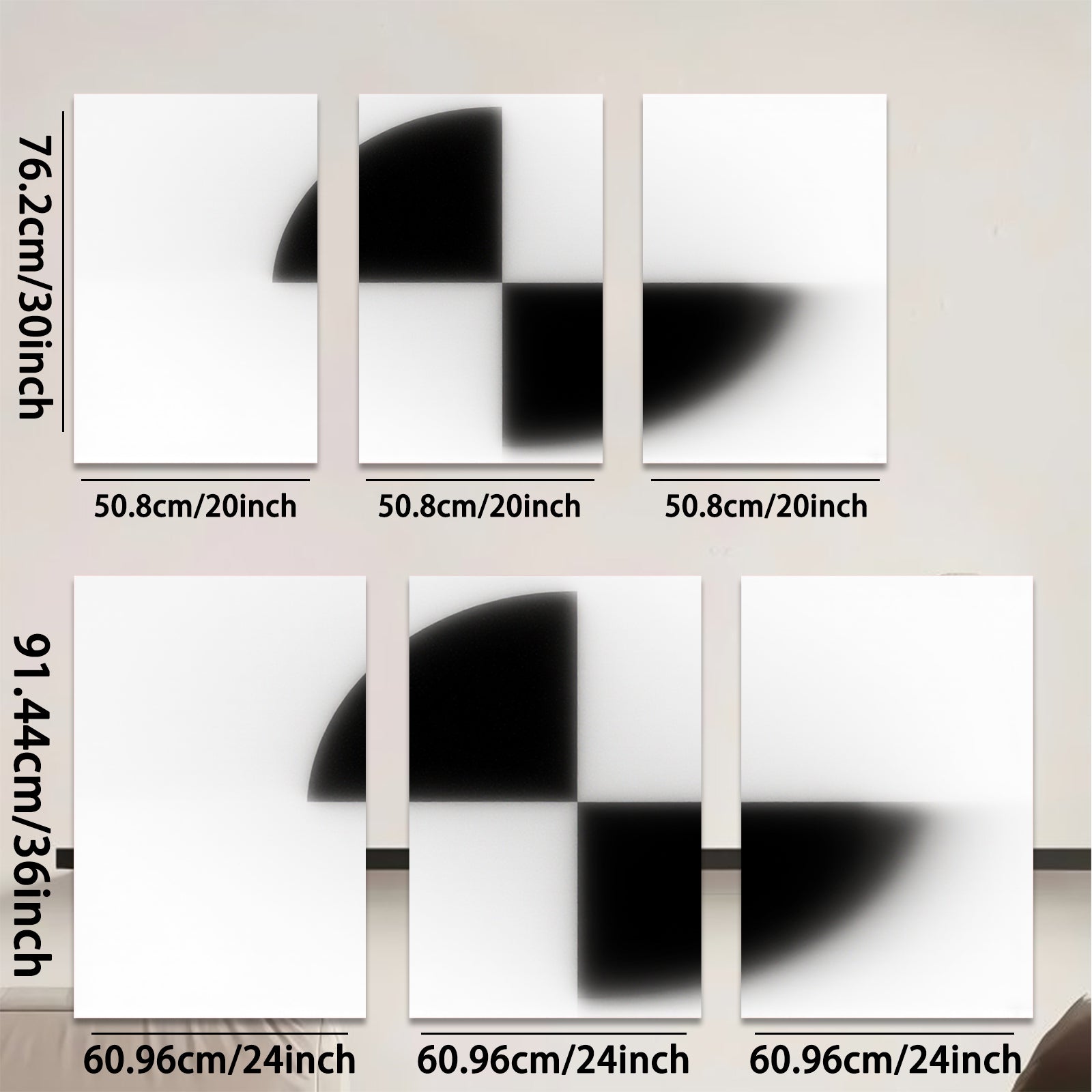 2D flat 1pc modern abstract geometric black white canvas wall art decor bedroom living room farmhouse minimalist gallery wrapped prints ready to hang large size