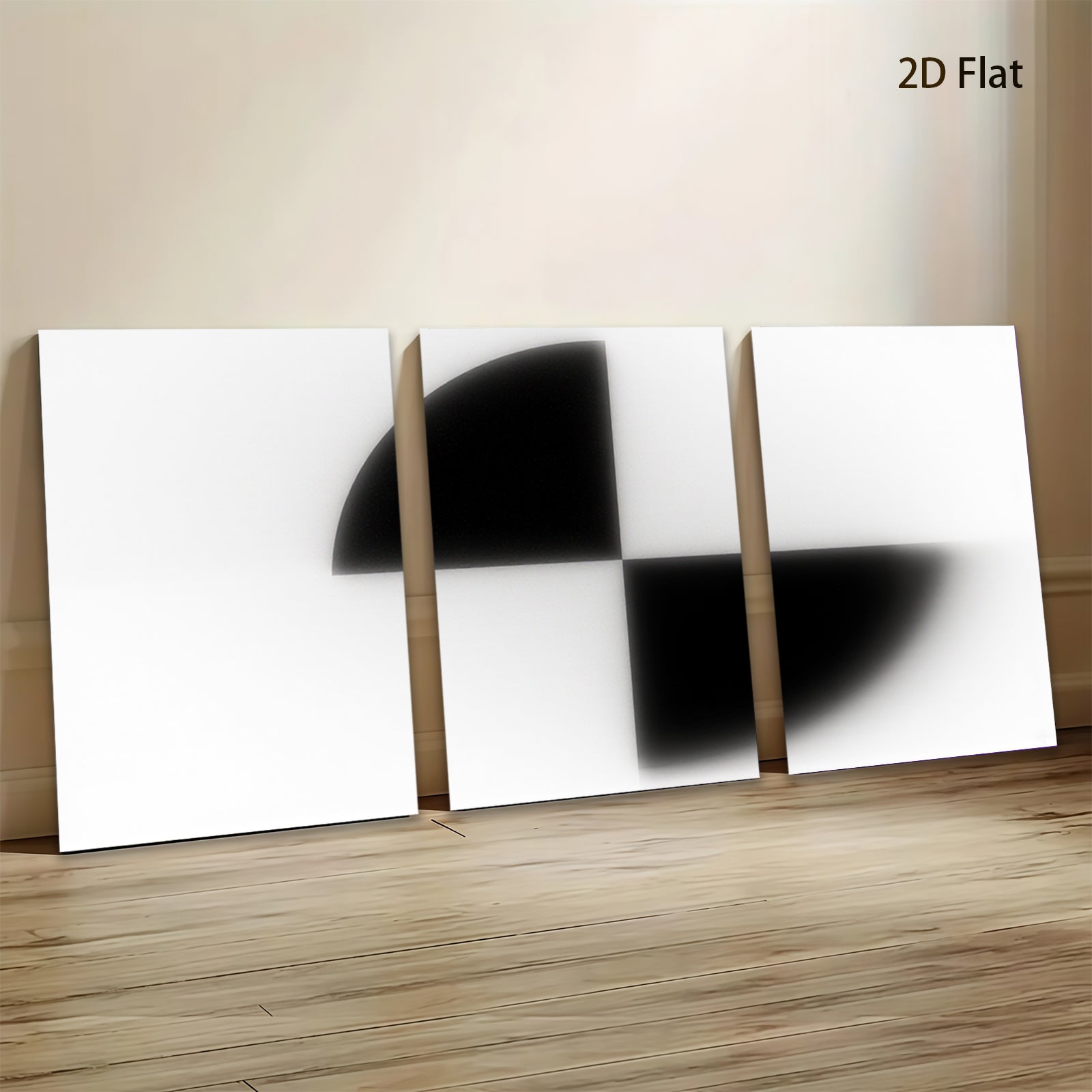2D flat 1pc modern abstract geometric black white canvas wall art decor bedroom living room farmhouse minimalist gallery wrapped prints ready to hang large size