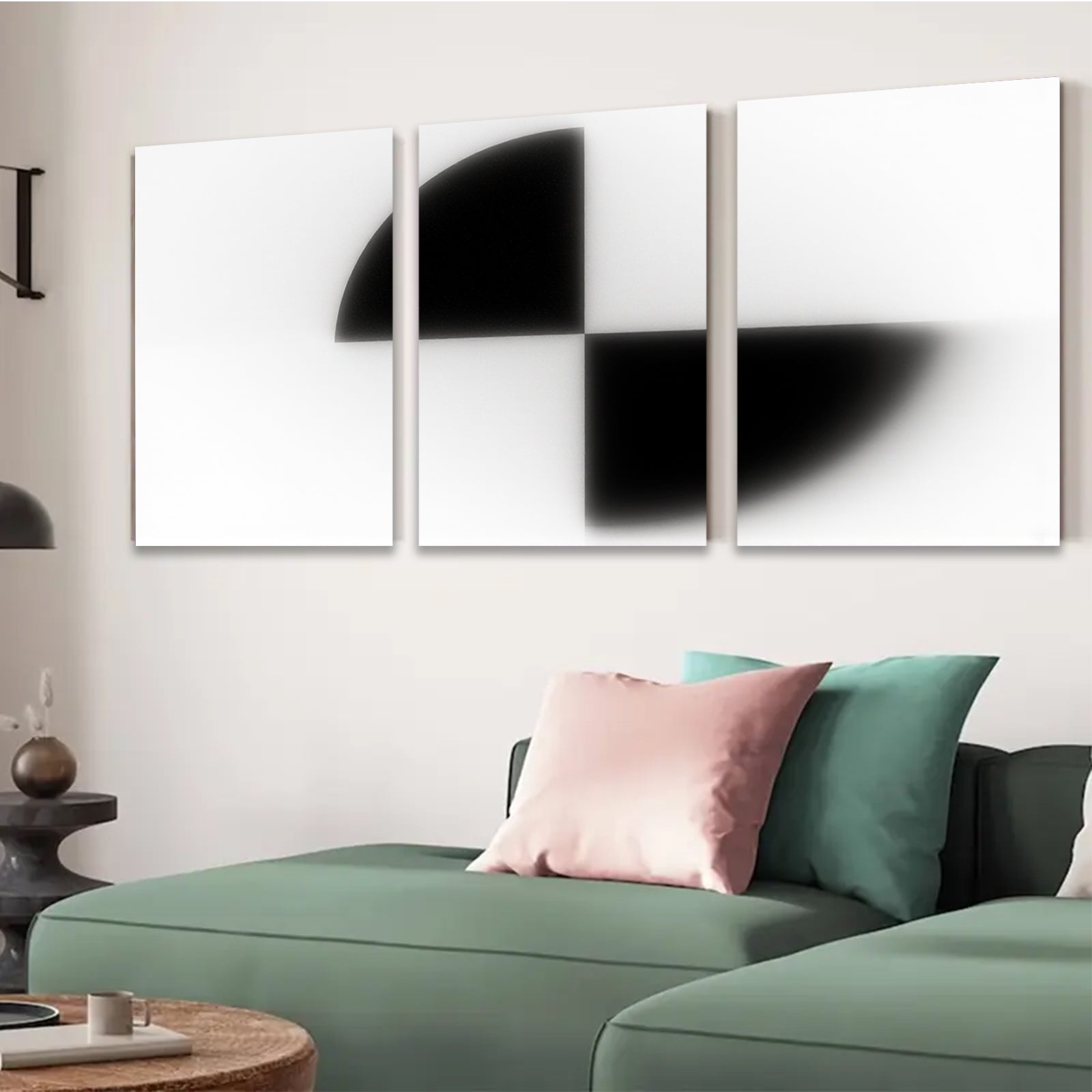 2D flat 1pc modern abstract geometric black white canvas wall art decor bedroom living room farmhouse minimalist gallery wrapped prints ready to hang large size