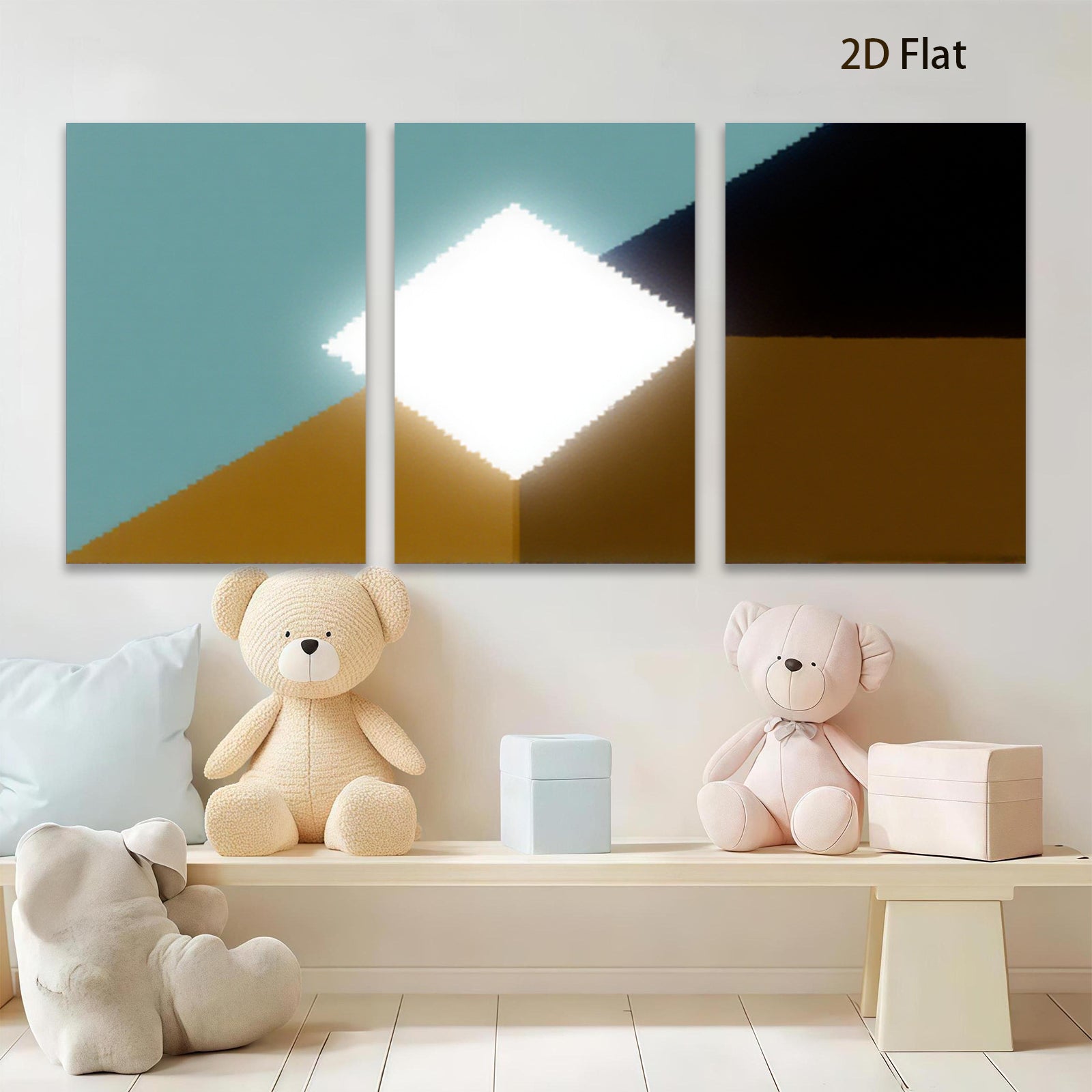 2D flat 1pc modern abstract geometric canvas wall art minimalist home decor living room bedroom office farmhouse style gallery wrapped ready to hang large size