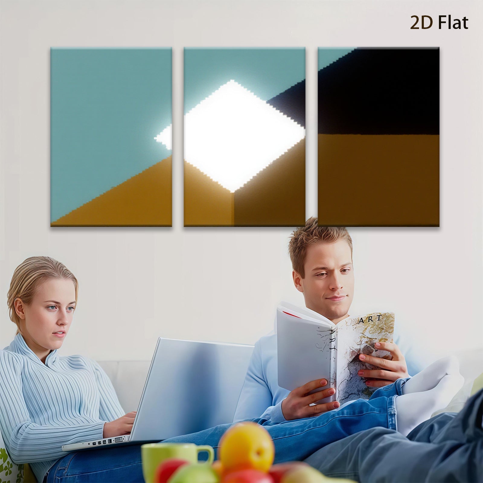 2D flat 1pc modern abstract geometric canvas wall art minimalist home decor living room bedroom office farmhouse style gallery wrapped ready to hang large size