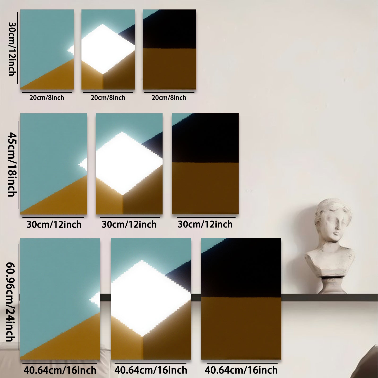 2D flat 1pc modern abstract geometric canvas wall art minimalist home decor living room bedroom office farmhouse style gallery wrapped ready to hang large size