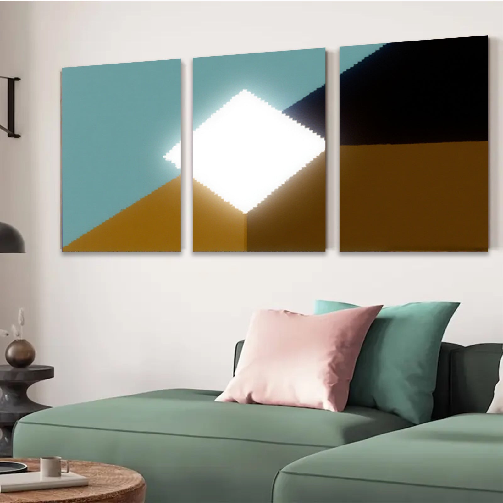 2D flat 1pc modern abstract geometric canvas wall art minimalist home decor living room bedroom office farmhouse style gallery wrapped ready to hang large size