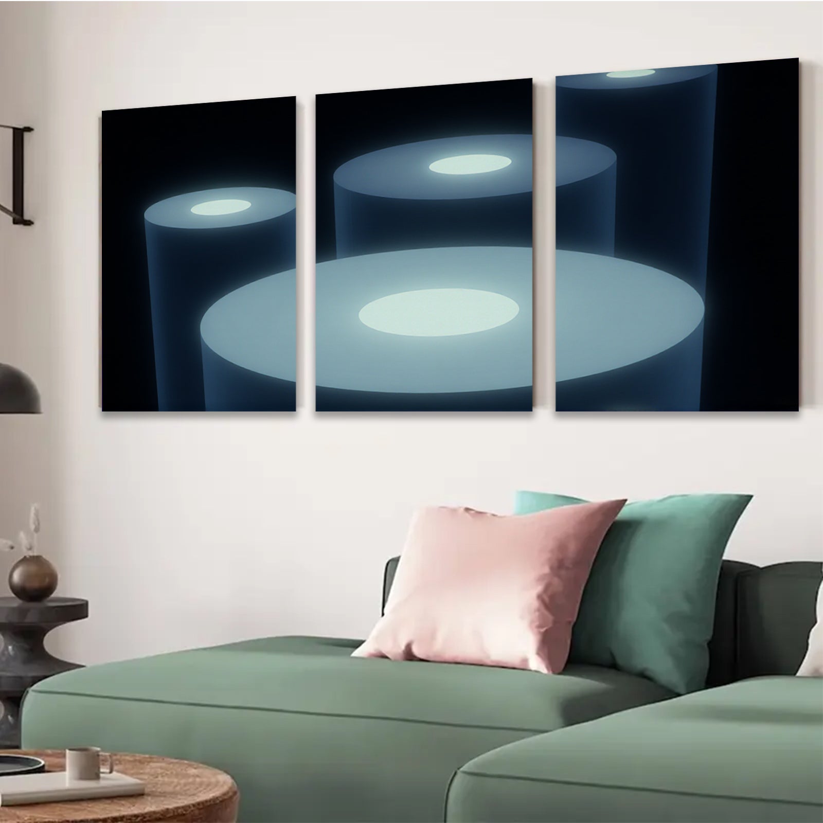 2D flat 1pc modern abstract geometric teal platforms display art living room bedroom gallery wall d��cor farmhouse style