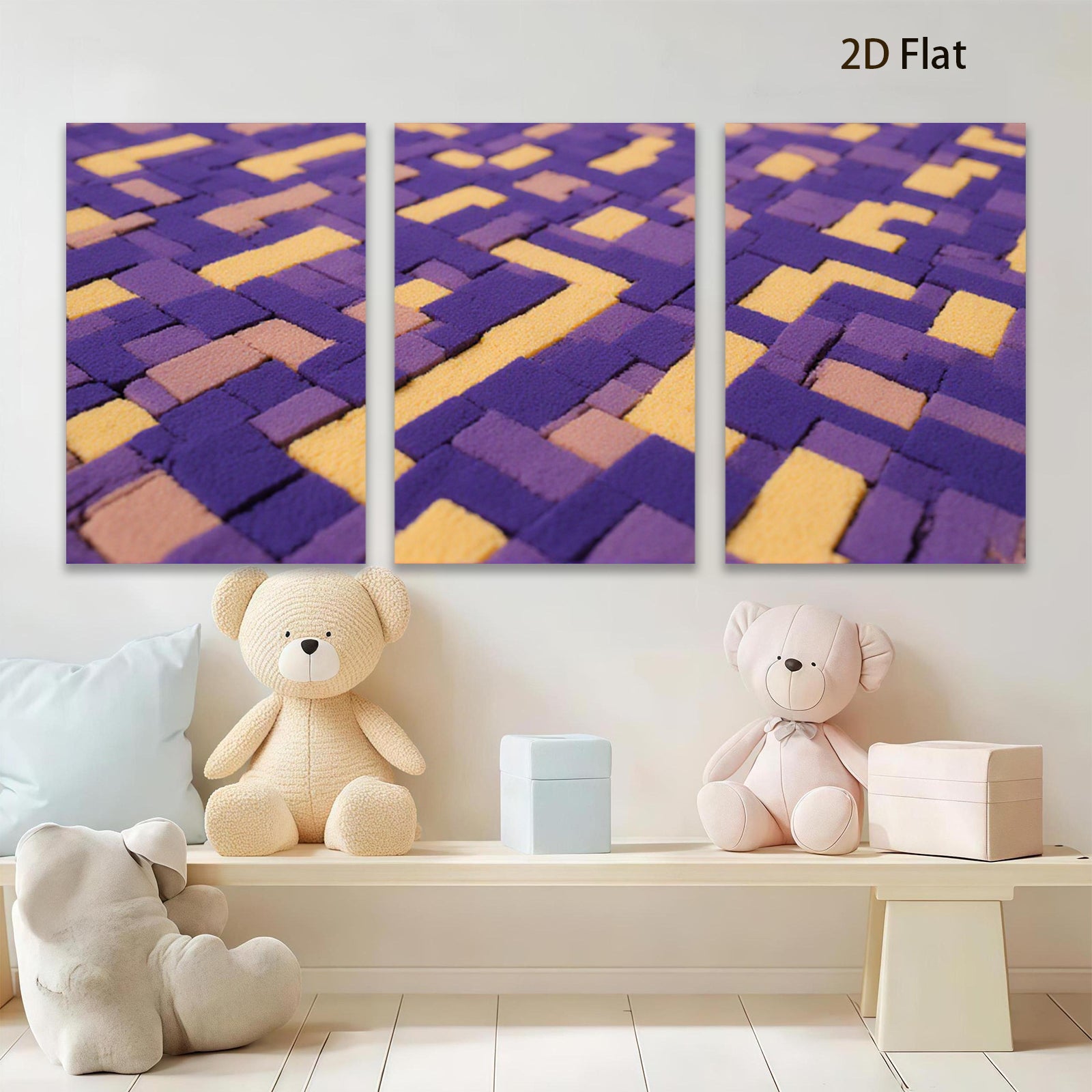 2D flat 1pc modern abstract geometric tile pattern wall art decor living room bedroom home office farmhouse gallery wrapped canvas prints