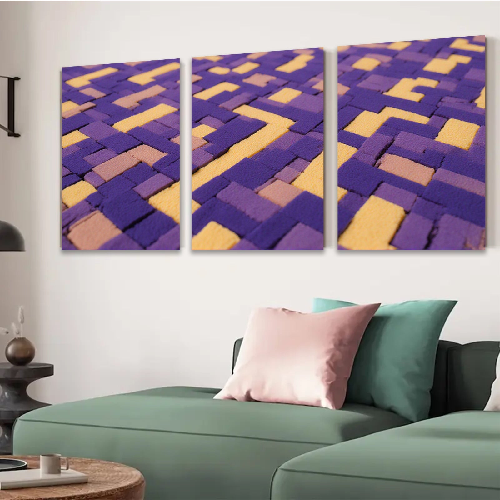 2D flat 1pc modern abstract geometric tile pattern wall art decor living room bedroom home office farmhouse gallery wrapped canvas prints
