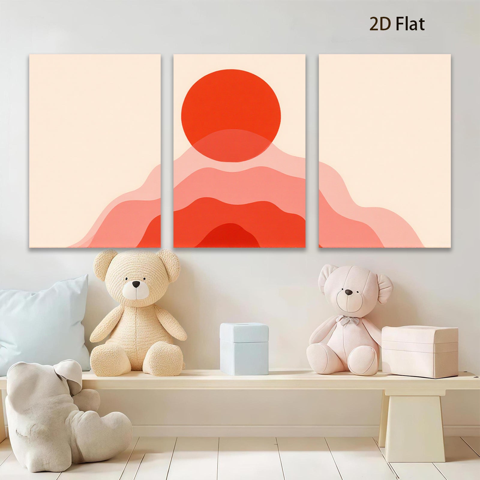 2D flat 1pc modern abstract layered red wall art decor for living room bedroom office farmhouse gallery wrapped canvas prints inspirational home decoration
