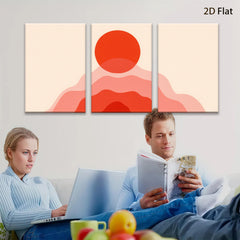 2D flat 1pc modern abstract layered red wall art decor for living room bedroom office farmhouse gallery wrapped canvas prints inspirational home decoration
