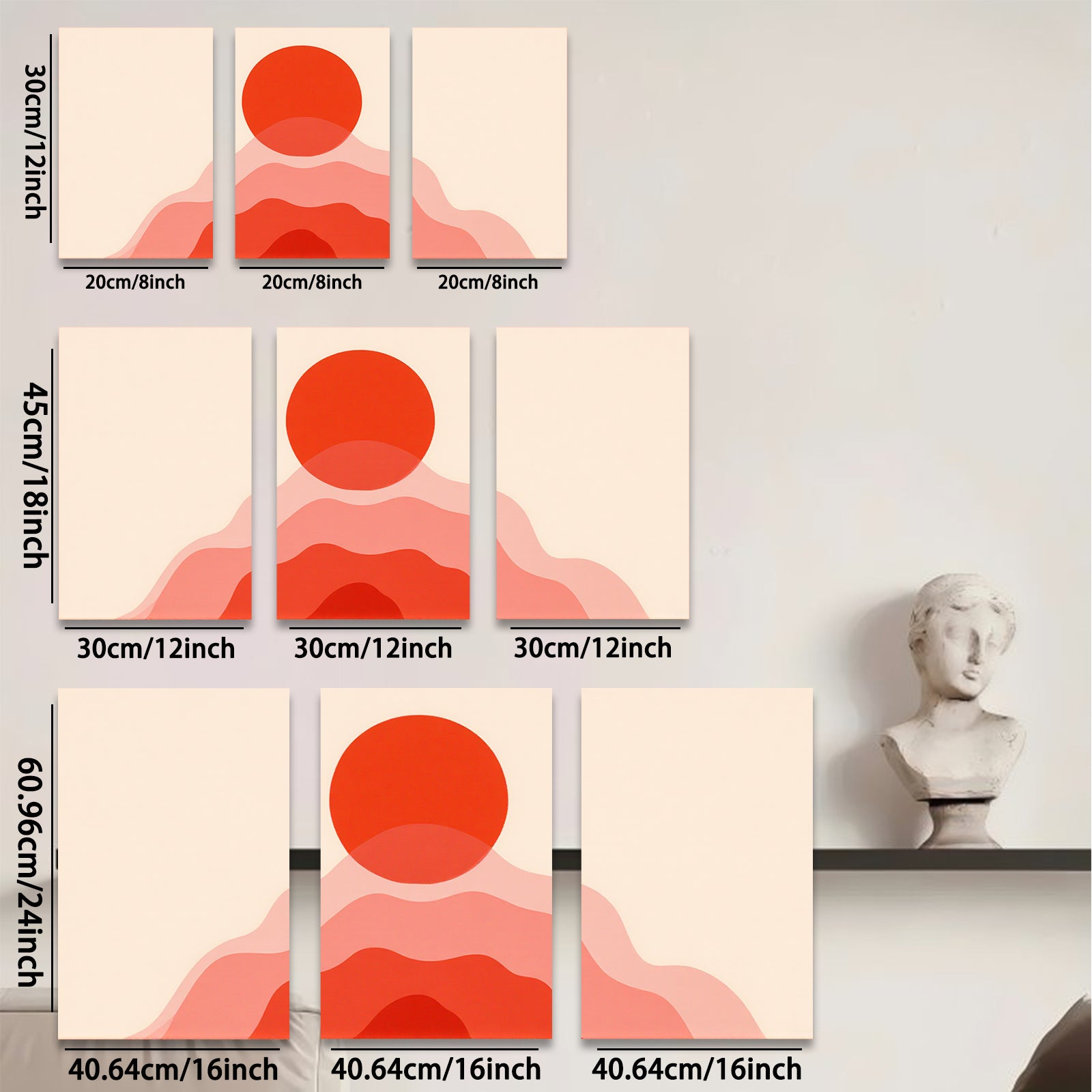2D flat 1pc modern abstract layered red wall art decor for living room bedroom office farmhouse gallery wrapped canvas prints inspirational home decoration