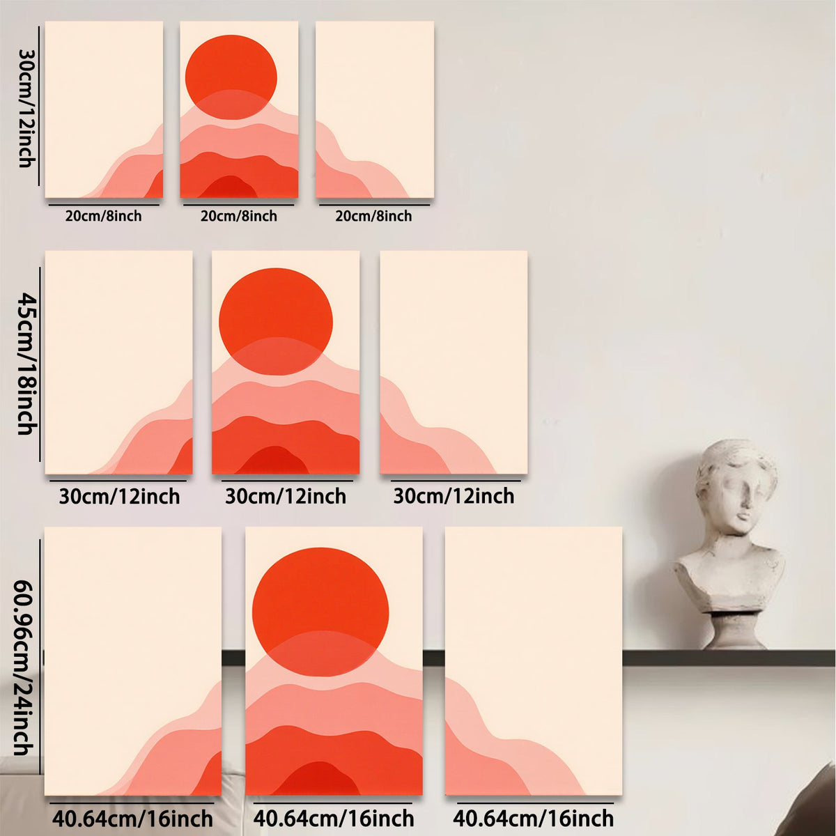 2D flat 1pc modern abstract layered red wall art decor for living room bedroom office farmhouse gallery wrapped canvas prints inspirational home decoration