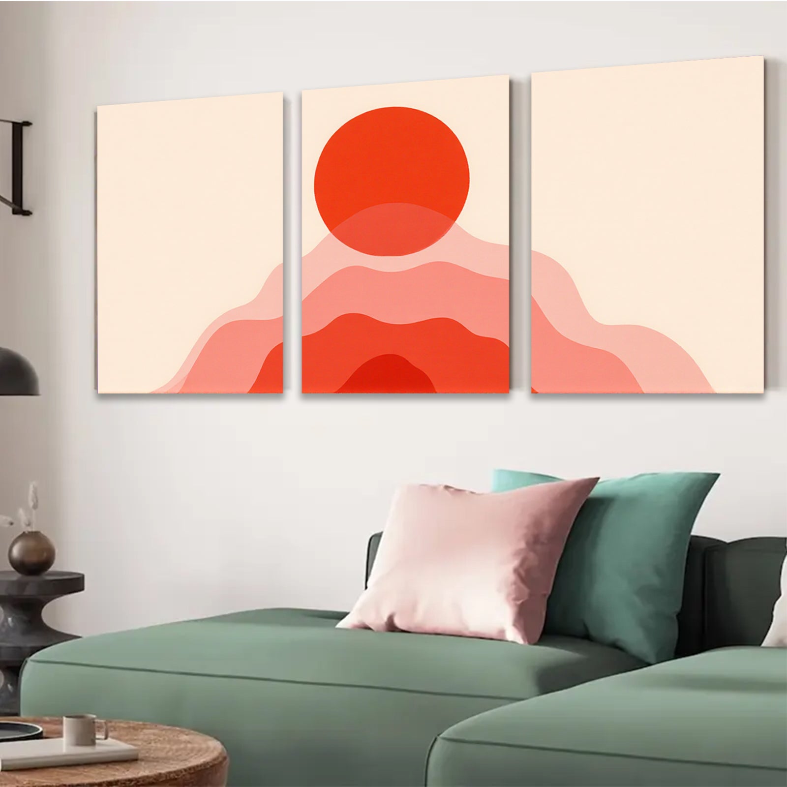 2D flat 1pc modern abstract layered red wall art decor for living room bedroom office farmhouse gallery wrapped canvas prints inspirational home decoration