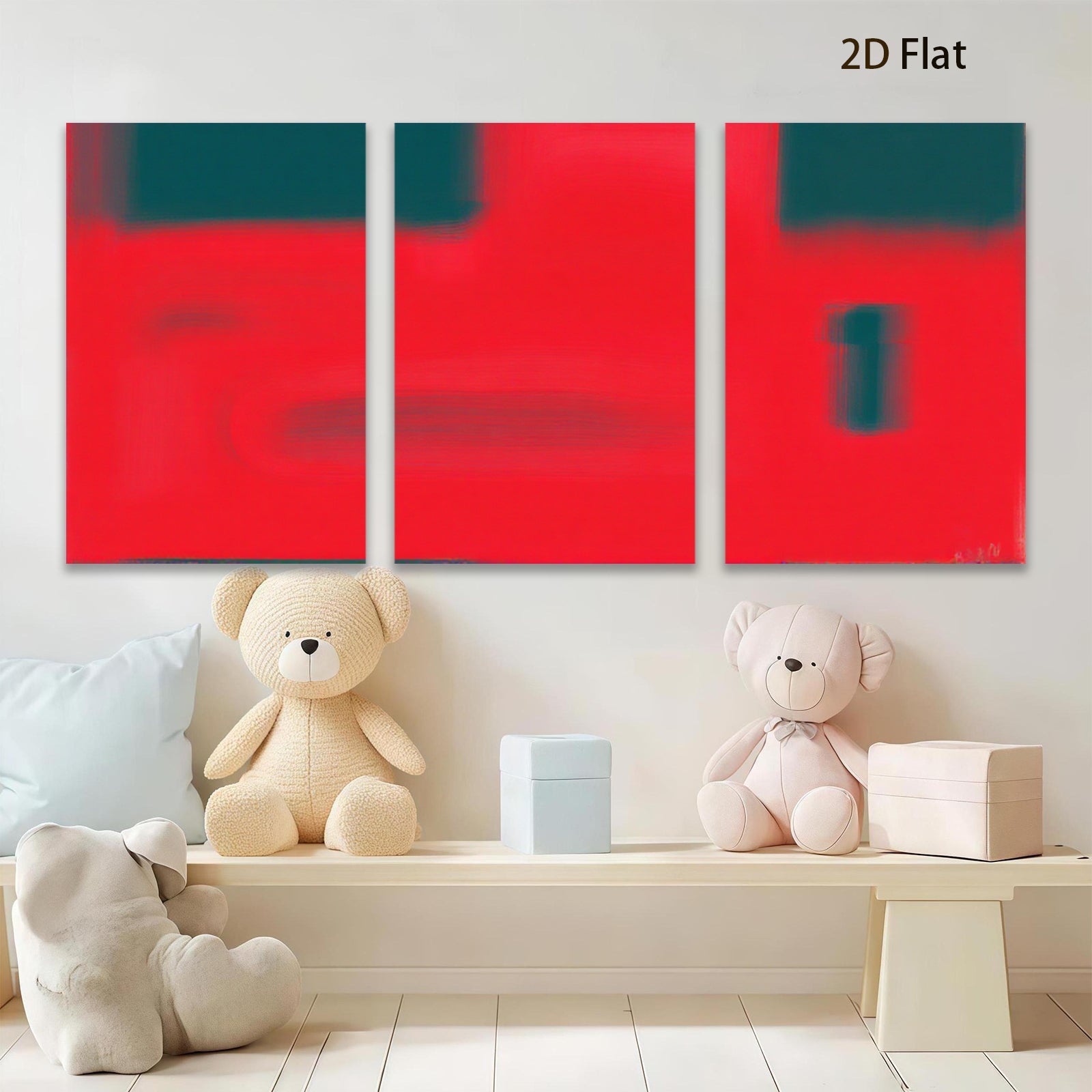 2D flat 1pc modern abstract red wall art canvas prints minimalist geometric decor living room bedroom office farmhouse style gallery wrapped ready to hang large size