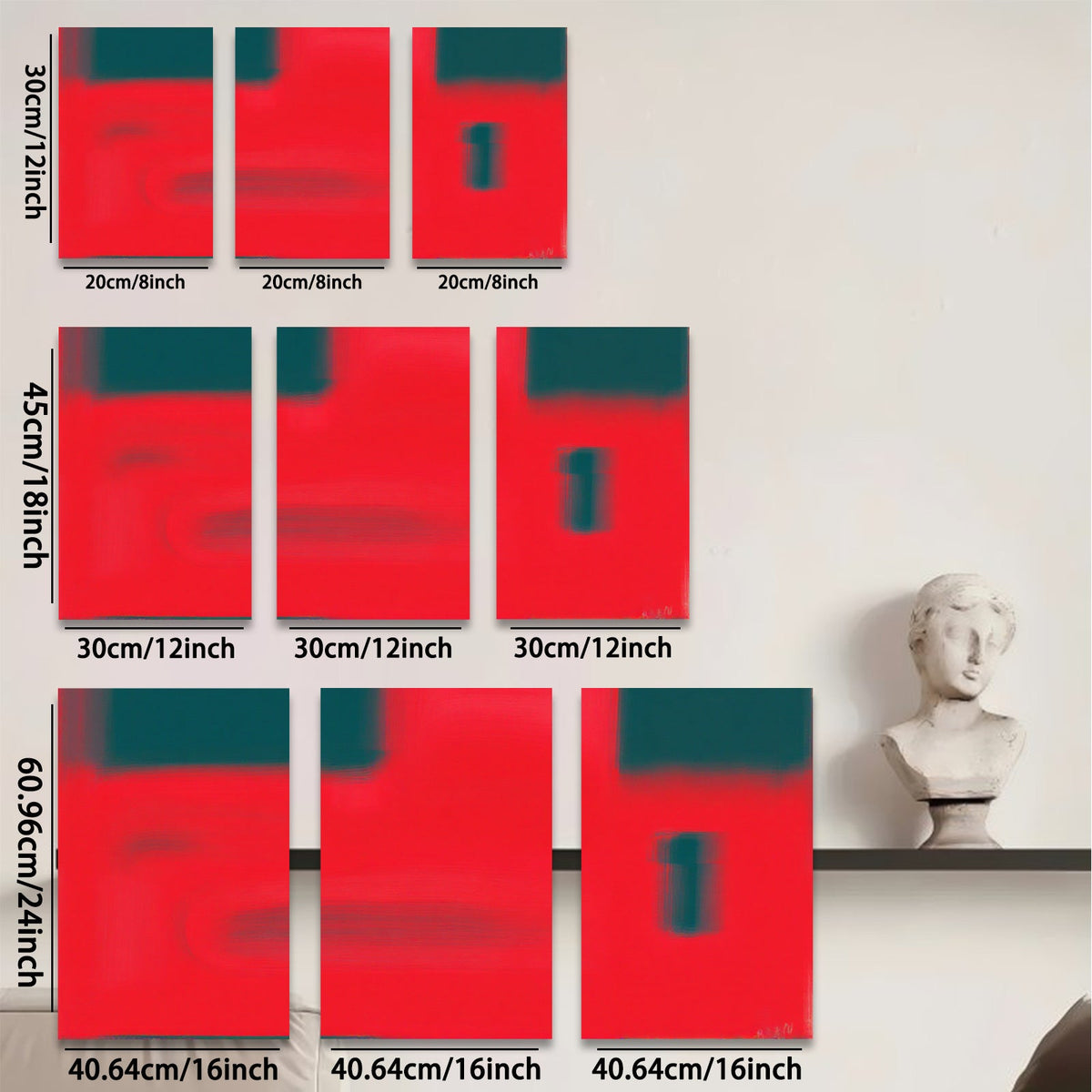 2D flat 1pc modern abstract red wall art canvas prints minimalist geometric decor living room bedroom office farmhouse style gallery wrapped ready to hang large size