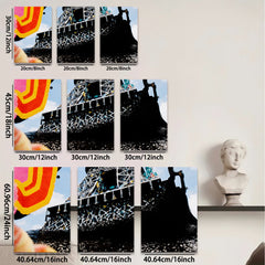 2D flat 1pc modern abstract tower cityscape wall art decor for living room bedroom office gallery wrapped canvas prints farmhouse style