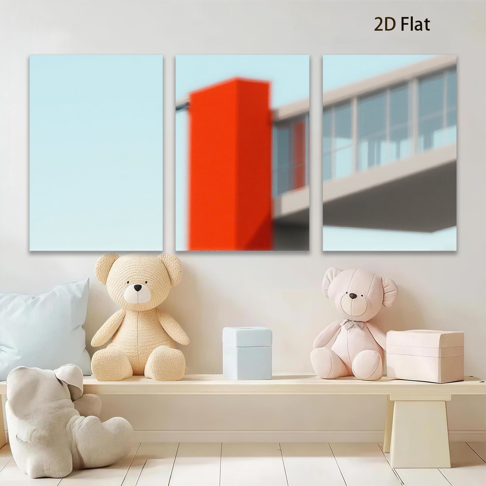 2D flat 1pc modern architecture abstract city skyline wall art decor living room bedroom office canvas prints farmhouse style gallery wrapped