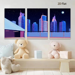 2D flat 1pc modern city skyline canvas wall art for living room bedroom home office decor farmhouse style gallery wrapped prints