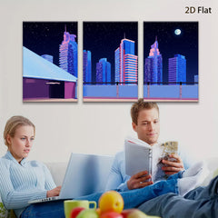 2D flat 1pc modern city skyline canvas wall art for living room bedroom home office decor farmhouse style gallery wrapped prints