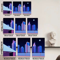2D flat 1pc modern city skyline canvas wall art for living room bedroom home office decor farmhouse style gallery wrapped prints