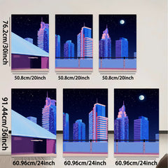 2D flat 1pc modern city skyline canvas wall art for living room bedroom home office decor farmhouse style gallery wrapped prints