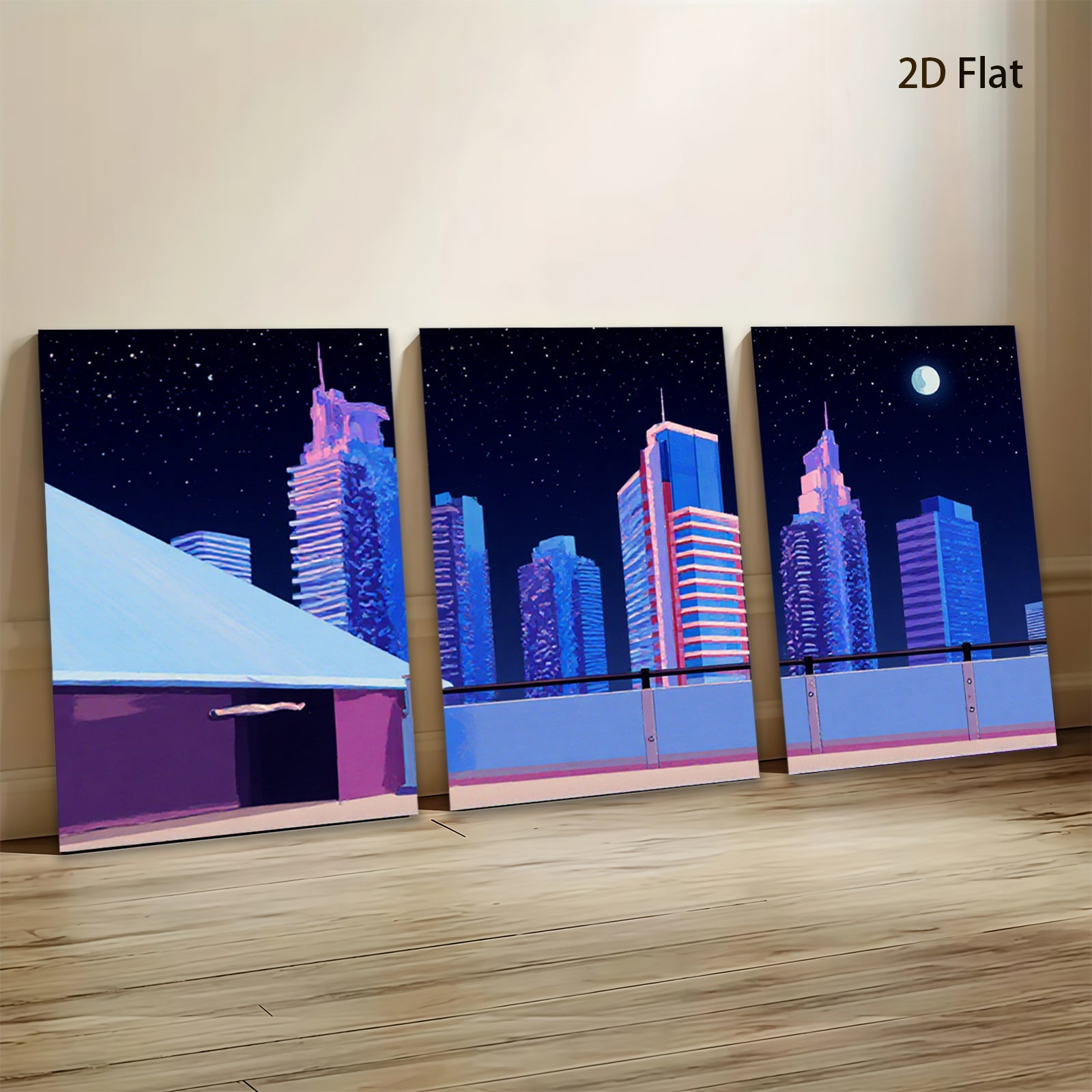2D flat 1pc modern city skyline canvas wall art for living room bedroom home office decor farmhouse style gallery wrapped prints
