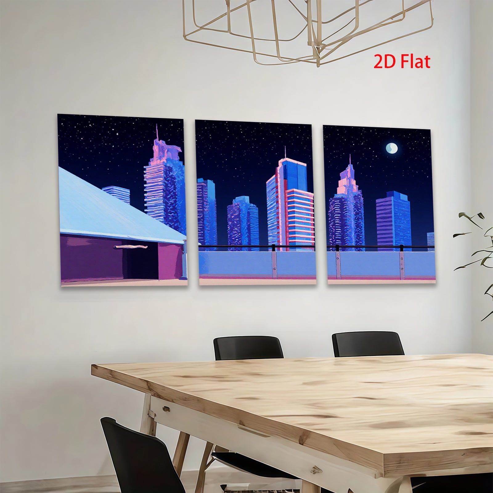 2D flat 1pc modern city skyline canvas wall art for living room bedroom home office decor farmhouse style gallery wrapped prints