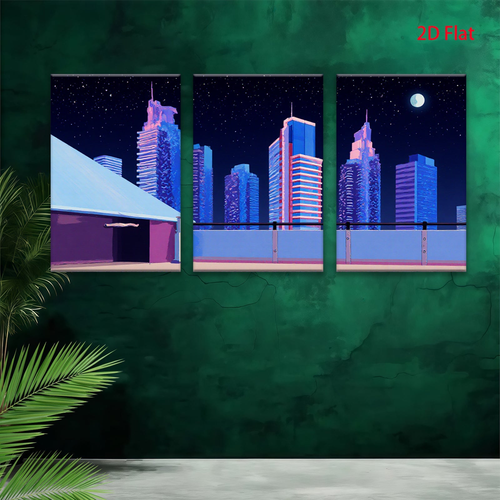 2D flat 1pc modern city skyline canvas wall art for living room bedroom home office decor farmhouse style gallery wrapped prints