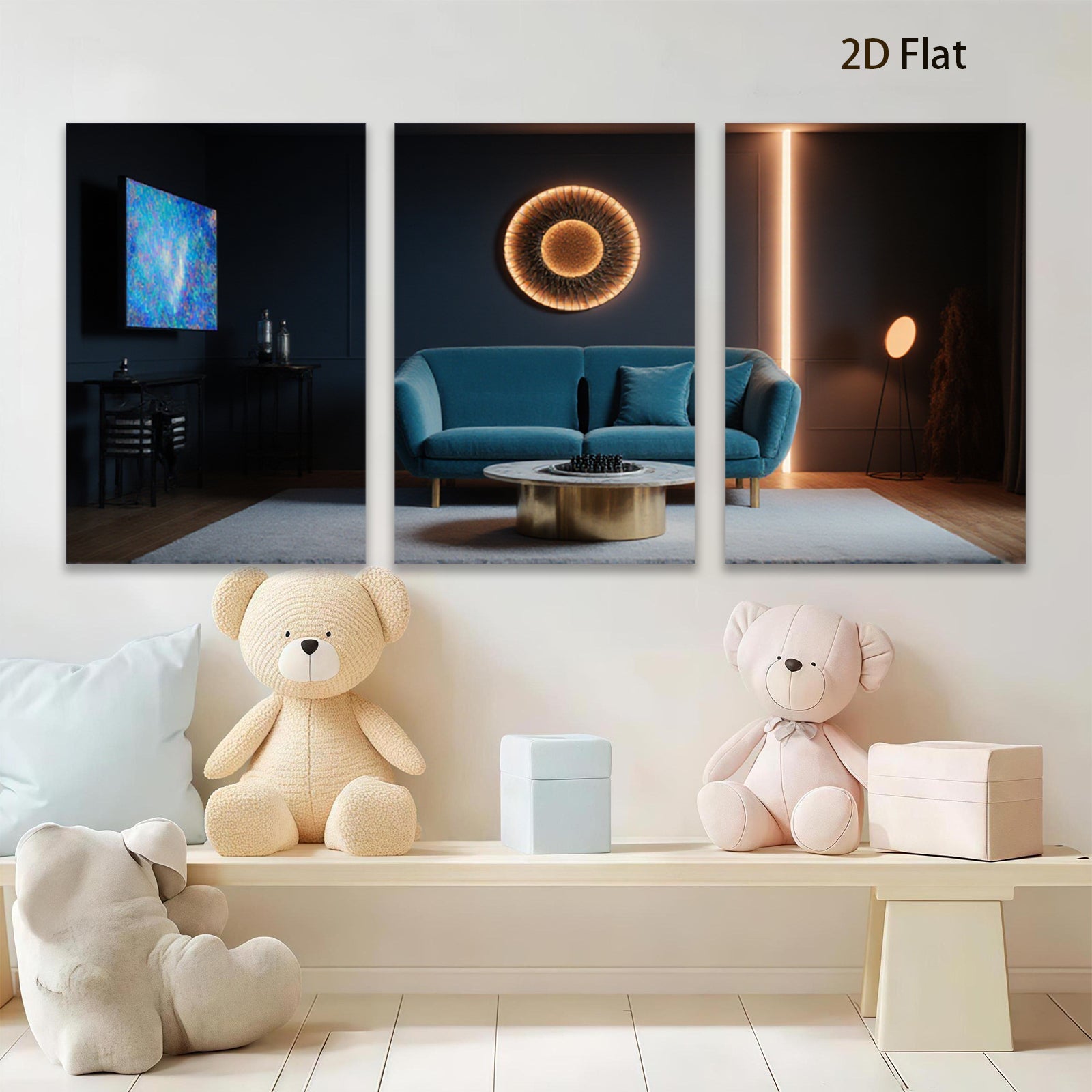 2D flat 1pc modern living room wall art abstract geometric circles cozy farmhouse decor gallery wrapped canvas prints for bedroom office home decoration trending now