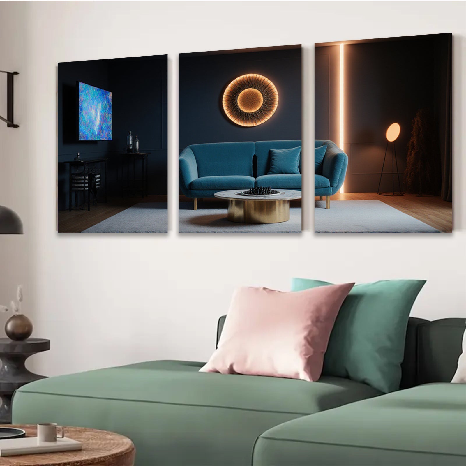 2D flat 1pc modern living room wall art abstract geometric circles cozy farmhouse decor gallery wrapped canvas prints for bedroom office home decoration trending now